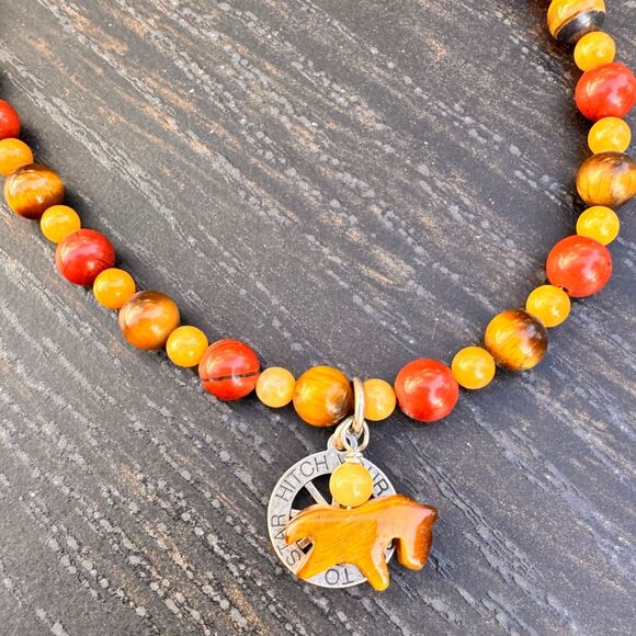 CAROLYN POLLACK STERLING SILVER TIGERS EYE BEADED WAGON WHEEL NECKLACE  16" -20" - Picture 3 of 16